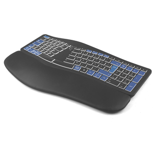 Teclado Bluetooth silencioso recargable de tamaño completo Teclado de ordenador ergonómico inalámbrico USB compacto de 2,4G - Product Image 1