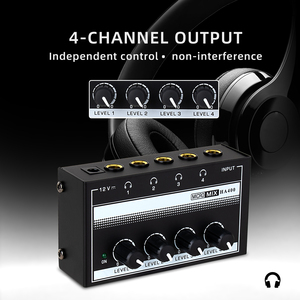 Mini Home Studio Stereo Audio Equipment 4 Channel Headphone <strong>Amplifier</strong> with 4 X 6.35mm Earphone <strong>Outputs</strong> Interface - Product Image 2