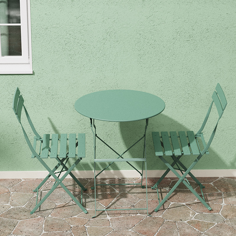 Dark green one table and two chairs