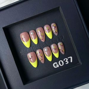 Handmade 10pcs Almond Design Press-On False Nails Long ABS Material Square Stiletto Model Custom Reusable for Girls Long <strong>Tips</strong> - Product Image 2