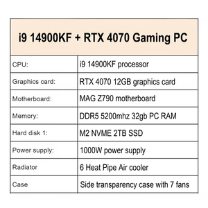 Factory Build <strong>Desktop</strong> Pc Prebuilt High-end Gaming Pc I9 14900kf Z790 32G DDR5 M2 RT4070 <strong>Computer</strong> <strong>Desktops</strong> - Product Image 2