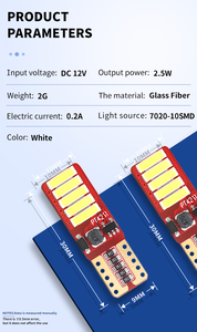 AMSLED最高品質501194ルースLEDパラオートT107020 10smd 12v 24vカーLED電球W5WエラーフリーLEDインテリアオート電球 - Product Image 6