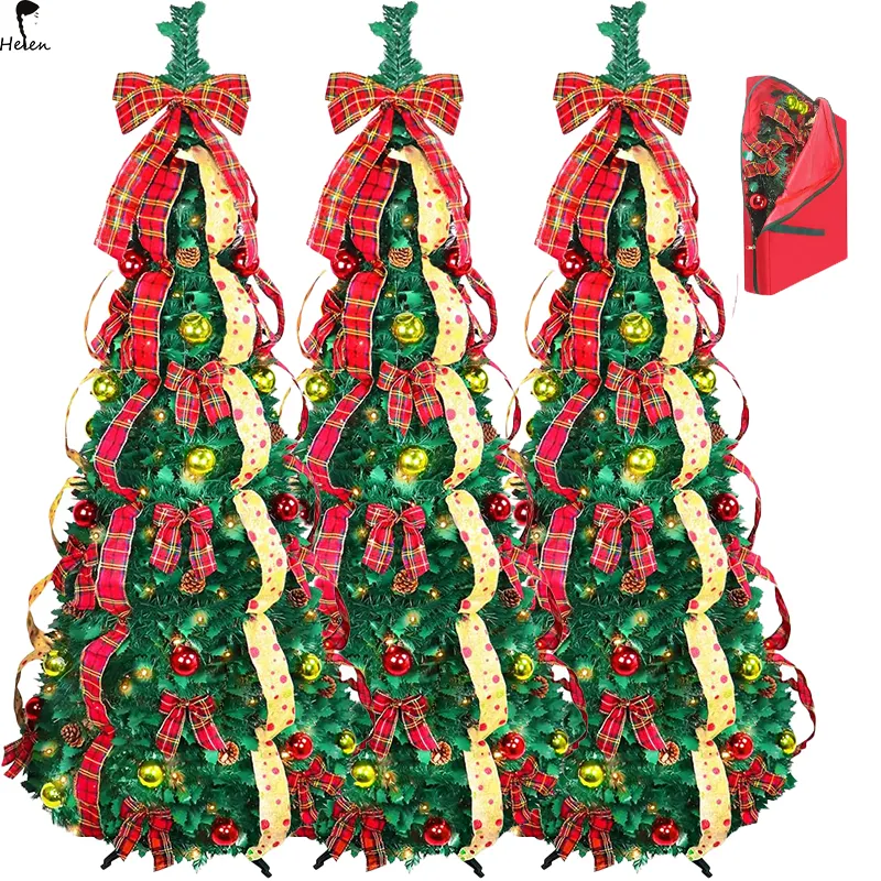 2023 Helen New Christmas Spruce Prelit Poinsettia Pull Up Tree