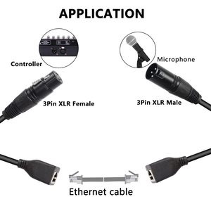 Dual XLR 3pin nam RJ45 Nữ adapter cáp Nylon RJ45 nữ kép DMX XLR 3pin nữ cáp mở rộng cho Cat5 Ethernet - Product Image 3