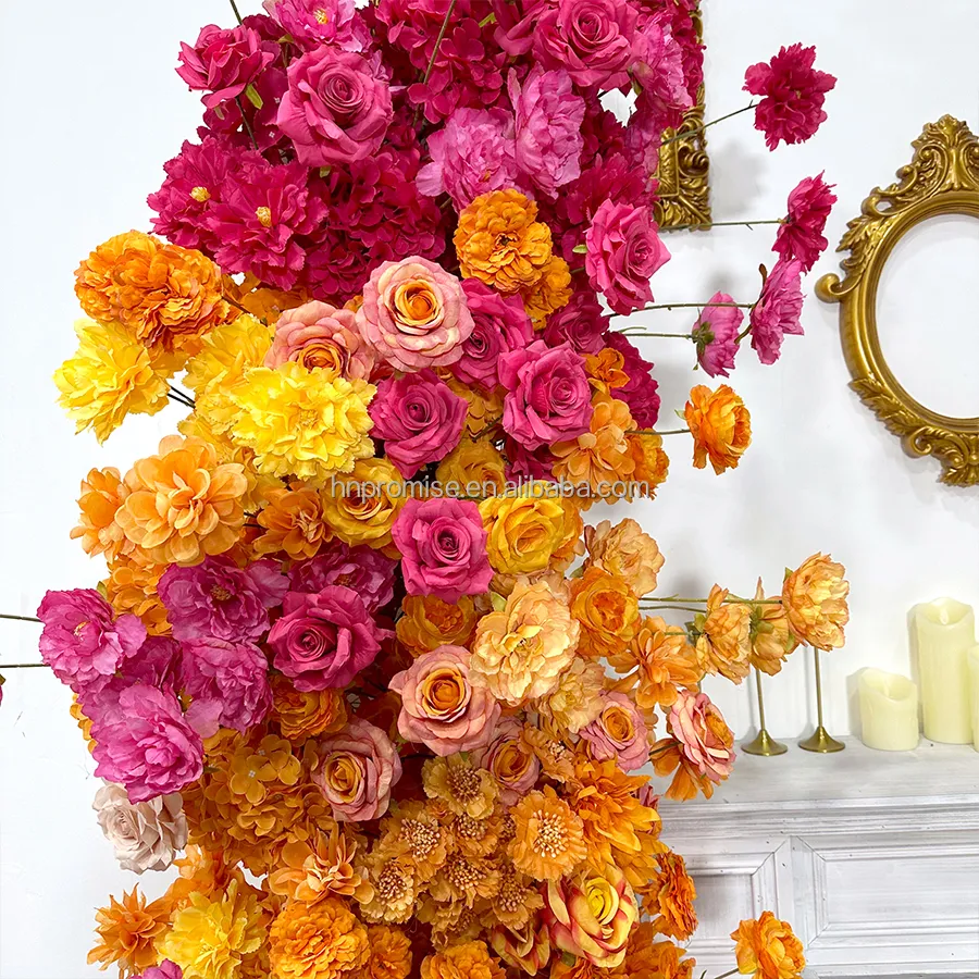 Promessa nuova decorazione ad arco artificiale fiore sfondo matrimonio fiori rosso arancio