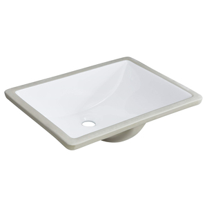 定制现代风格小矩形陶瓷下安装浴室水槽洗手盆带排水器 - Product Image 1