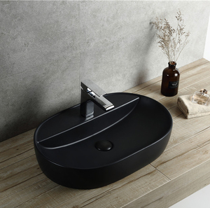 现代艺术陶瓷容器水槽椭圆形设计，用于浴室用柜台洗手盆 - Product Image 3