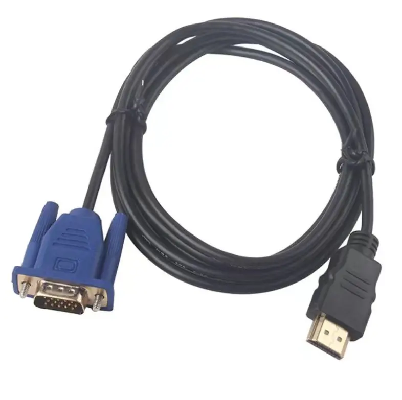 Adaptateur convertisseur HDMI vers VGA 1.8M pour ordinateur portable, connexion TV, Hdmi 1920x1080P mâle, câble HDMI vers VGA, vente en gros