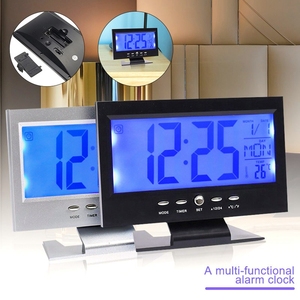 Controllo vocale a grande schermo orologio elettronico Multi-funzionale luminoso data orologio creativo Desktop termometro orologio integrato - Product Image 6