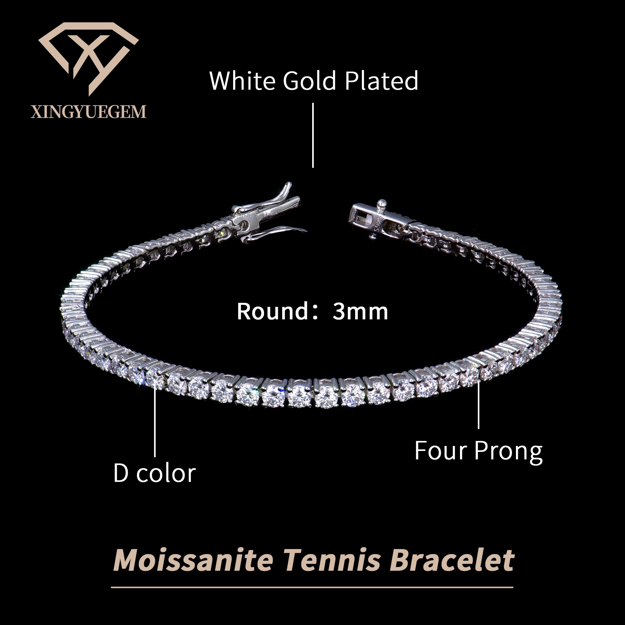 Placcato in oro bianco 3 mm