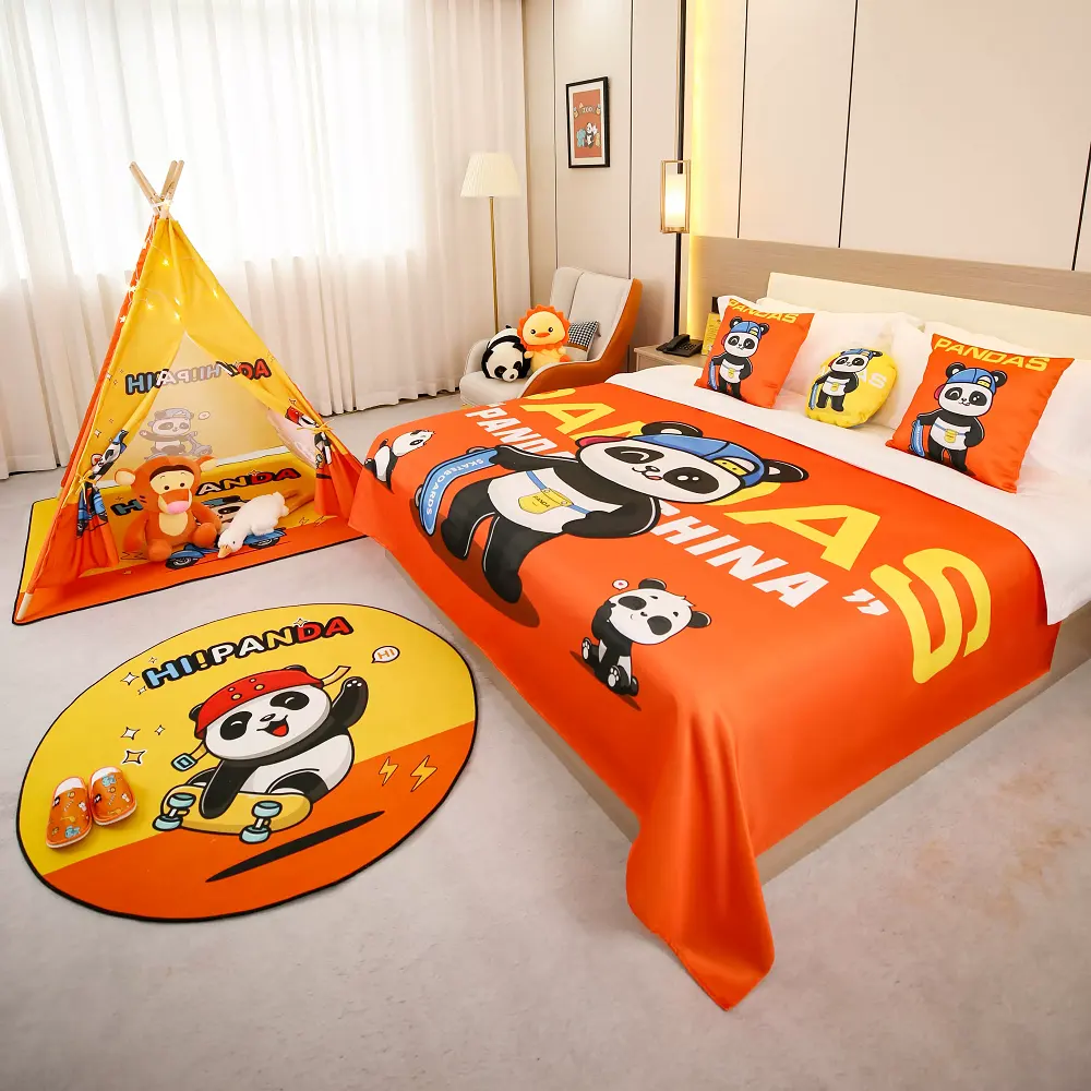 Hotel family room layout bed end towel bed cover decoration toy tent children cartoon bed flagchildren's bedroom beddings