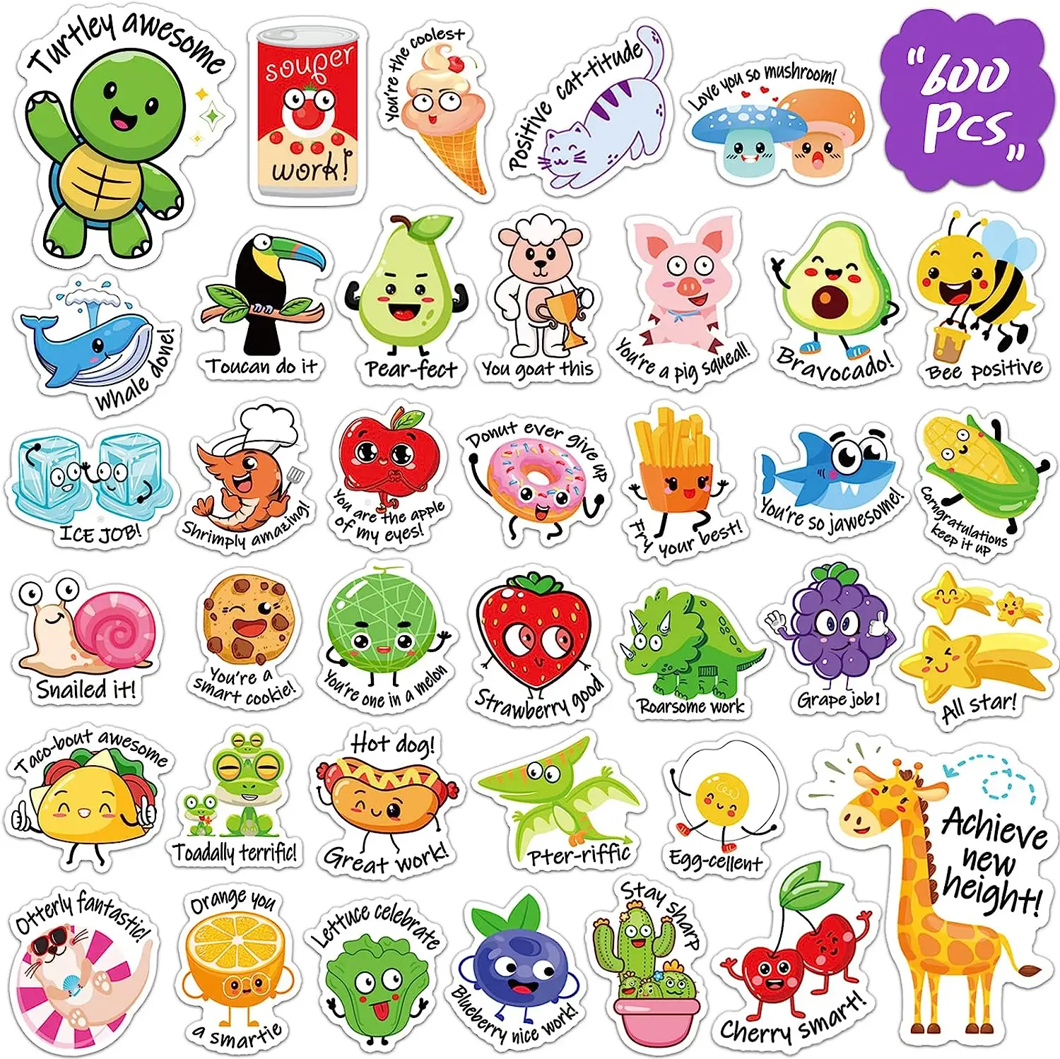 Stampa personalizzata premi per la scuola dei bambini adesivi per animali dei cartoni animati fogli adesivi in carta vinilica etichetta adesiva per cartoni animati