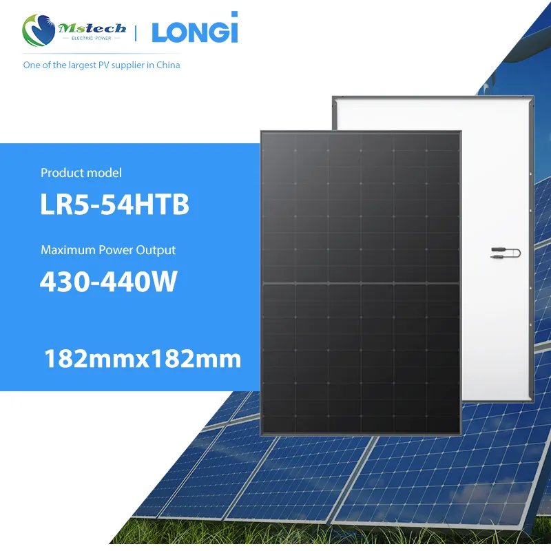 LONGi Hi-MO 6 182mm 430w 435w 440 Watt108ハーフセルソーラーモジュール低価格高効率太陽光発電パネルオールブラック