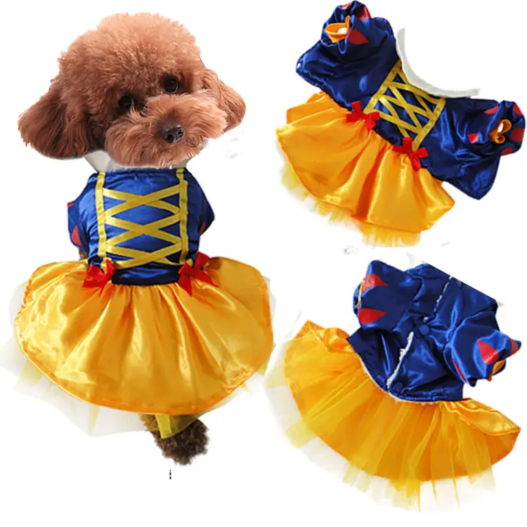 Halloween Snow White Kostum Hewan Peliharaan Pakaian Gaun Cosplay Hangat Lucu untuk Anjing