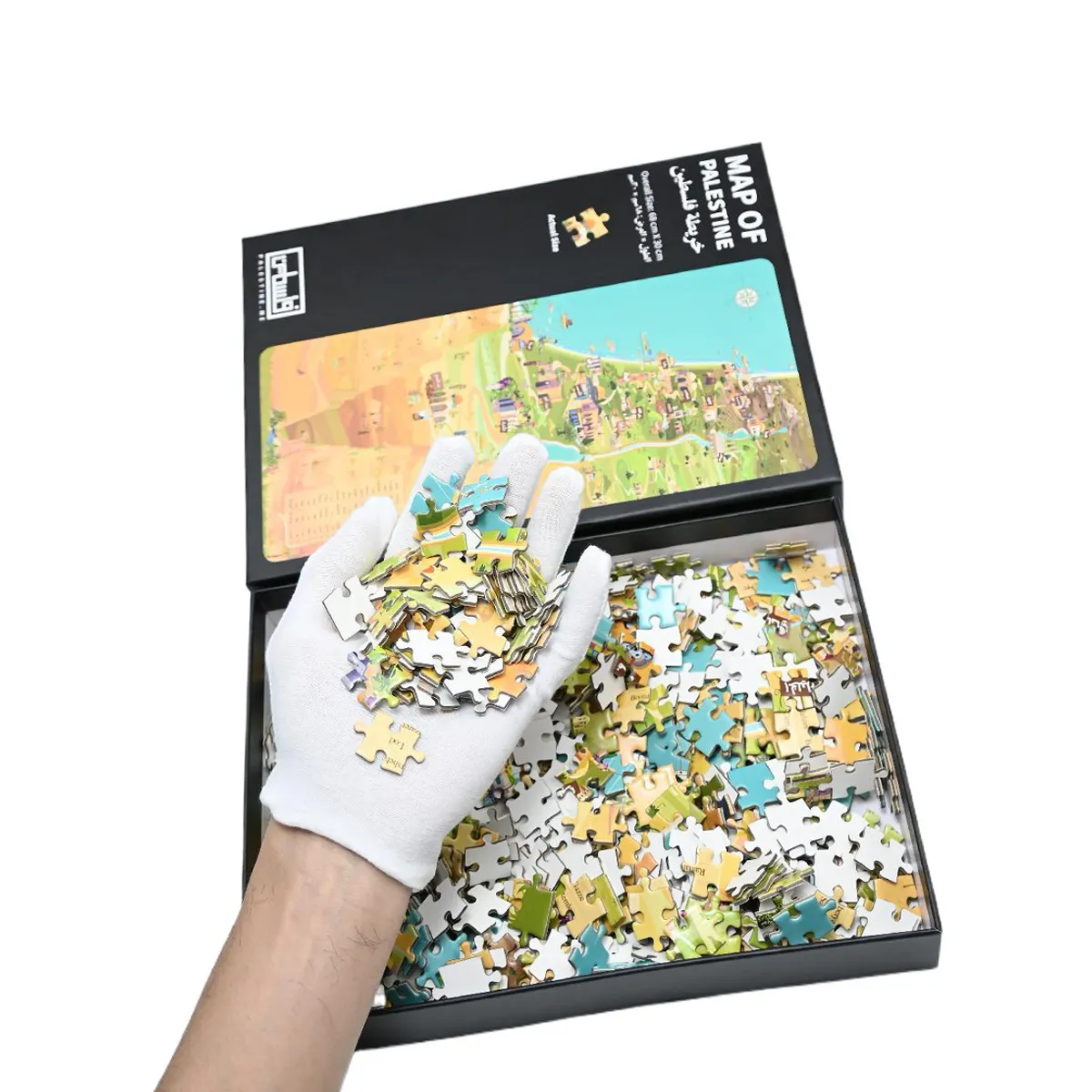 30*68cm 판촉 맞춤형 종이 방수 다이 컷 600 PC 성인 팔레스타인지도 직소 퍼즐 디자인 인쇄