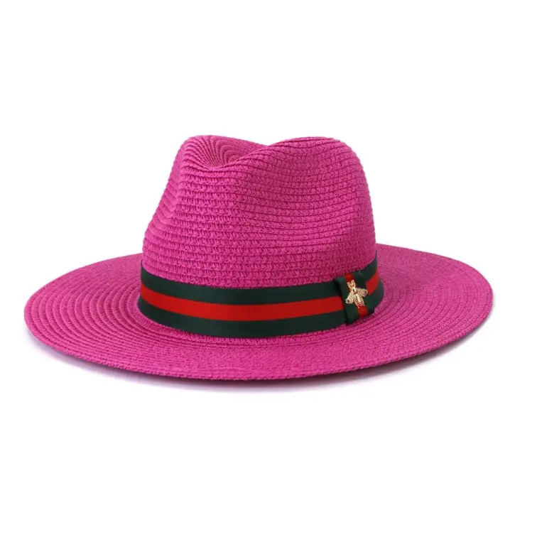 Sombrero de paja con visera Lisa para mujer, sombrero de paja con visera ancha para viaje al aire libre, playa, Verano