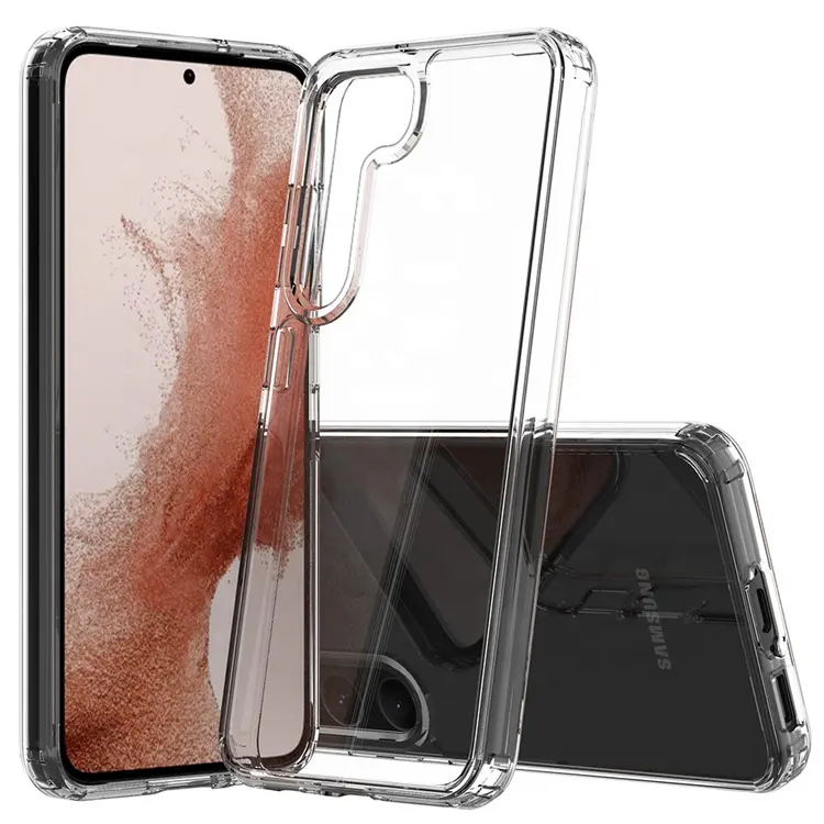 Capa traseira tpu acrílica ultra fina 2 em 1, capa transparente de celular tpu transparente 2 em 1 para samsung s23 ultra