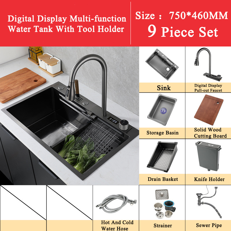 Digital display 9 Piece Set With Knife Holder