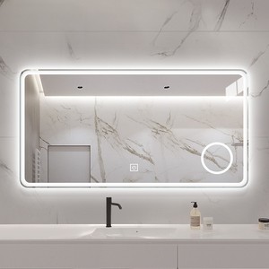 <span class=keywords><strong>LED</strong></span> akıllı Antifog banyo aynası dokunmatik su geçirmez işık duvara monte bakır-Modern banyo <span class=keywords><strong>RM</strong></span> için Washstand ile ücretsiz gümüş