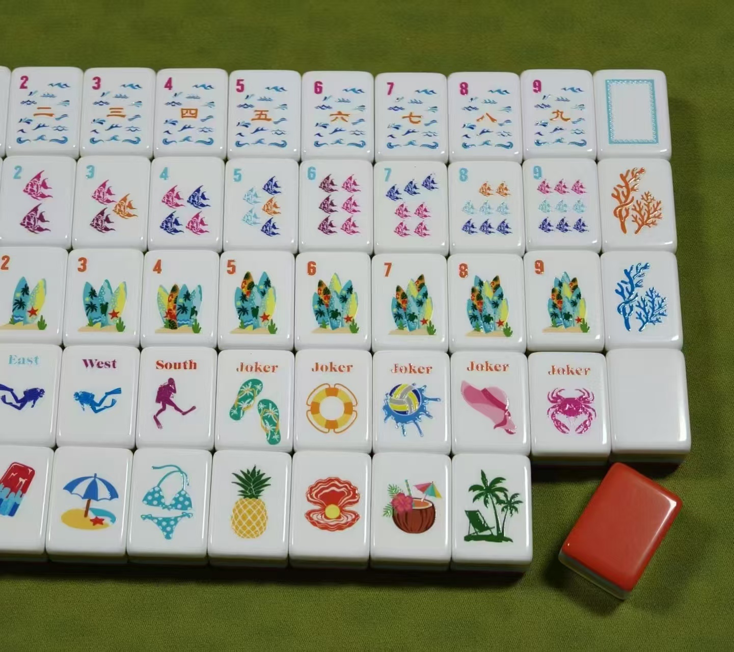 Mahjong de pez coral naranja 32*23*15mm