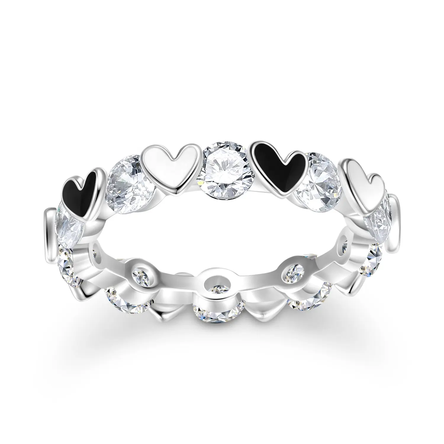 Anillo de corazón, anillos clásicos de plata 925 con minimalismo, diseño de ojo del diablo, anillo fino de circón diario y fiesta para mujer, joyería