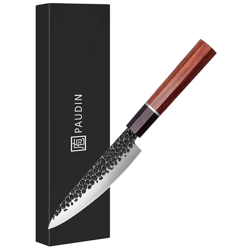 Новое поступление 5-дюймовый нож из нержавеющей стали с перфорацией, универсальный нож в японском стиле с красной ручкой из драгоценных камней