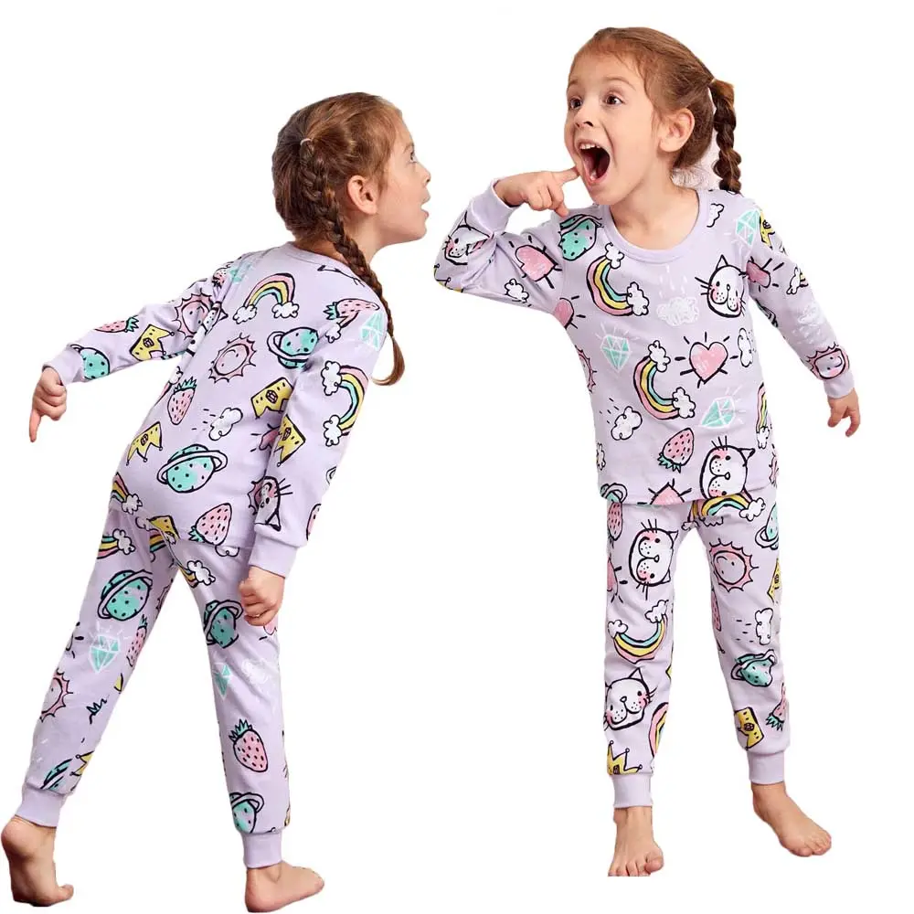 Snug Fit Enfant Meninas Pijama Térmico Inverno Pijama Personalizado Crianças Pijama De Algodão Crianças Pijama De Bambu Roupas