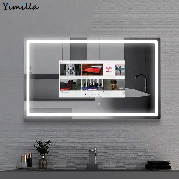 YIMILLA lusso muro bagno Android Touch Screen LED Smart specchio