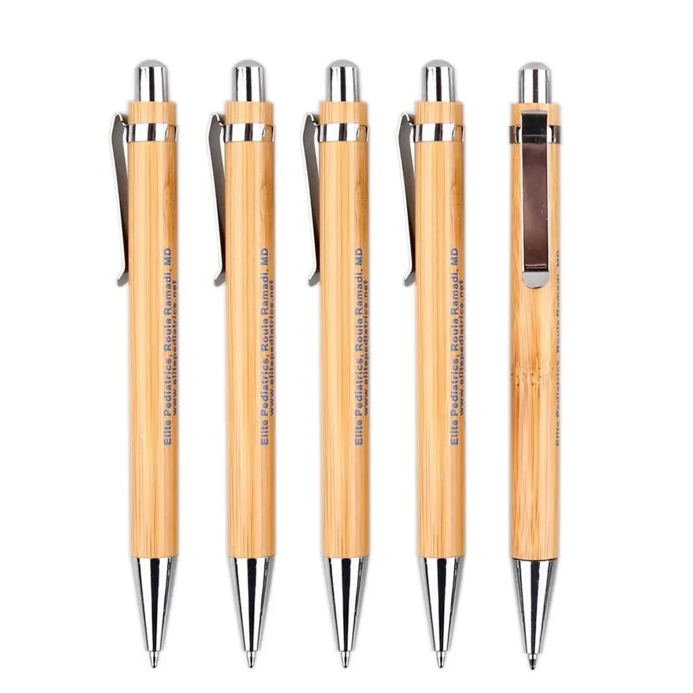Bambu caneta promocional logotipo personalizado Caneta Esferográfica Retrátil de madeira caneta ecológica