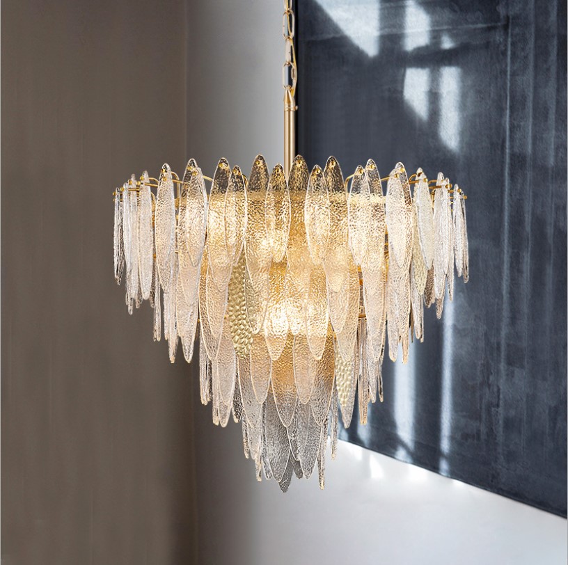 Modern gold long stair hanging baccarat spiral crystal chandelier colorful glass round huge chandelier ceiling lamp
