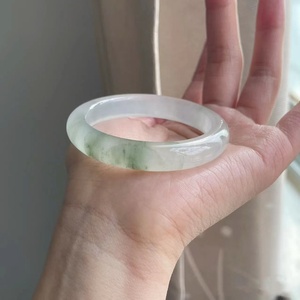Doğal yeşim ince yuvarlak bilezik orijinal ekolojik desen yüzer yeşil çiçek yeşim bileklik Handring - Product Image 1