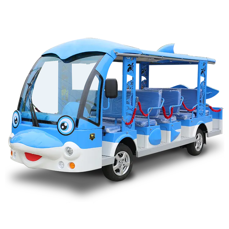 Fábrica de China, 14 asientos, cartón para niños, camino turístico eléctrico, autobús turístico, diseño de delfines