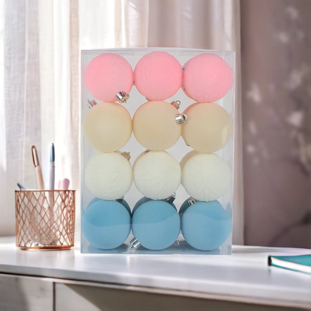 Ice blue+cream+pink+white