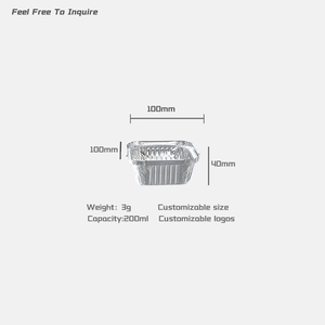 200 מ "ל 100 חד פעמי * 100 * מיכל נייר אלומיניום 40 מ" מ עם מגש מכסה קרטון - Product Image 2