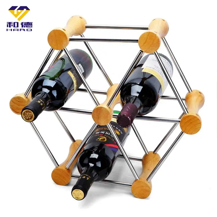 6 Bottles Organizer Assemblable Wine Rack Tabletop Wine Bottle Holder Stand Stainless Steel Space Saver Protector For Bottles