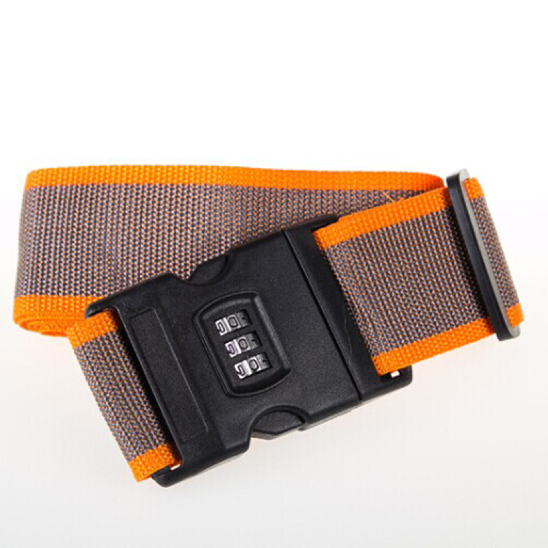Orange and grey password luggage strap