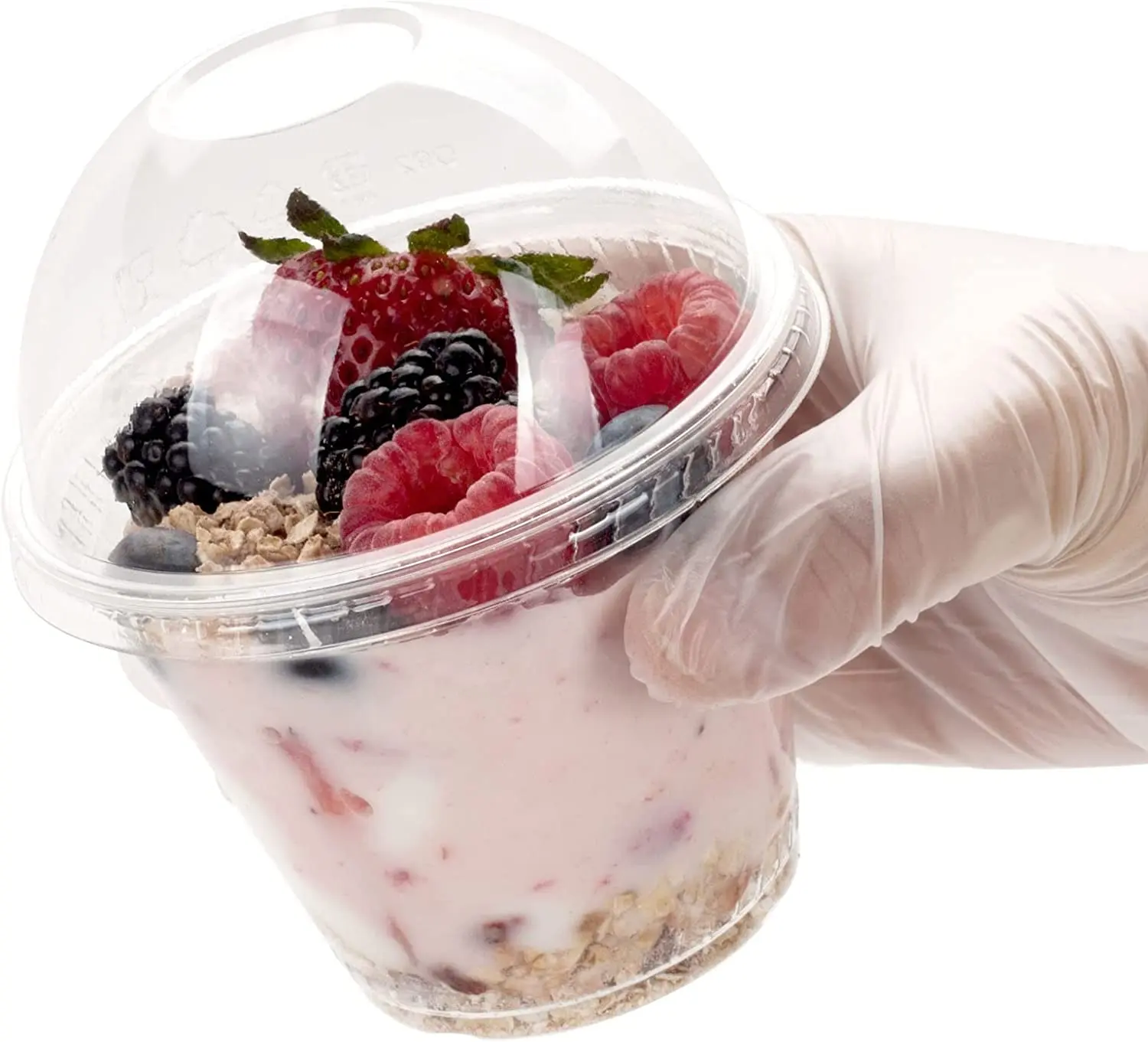 custom yogurt cup divide combo 9oz 12oz clear ice cream plastic parfait cups 9 12 oz with Insert and flat lids