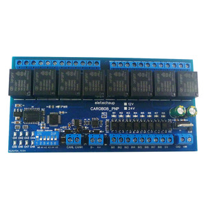 Placa PNP de 8CH y 24V, módulo de relé CAN Fieldbus, RS485, Modbus RTU, PLC, IO, placa de expansión, controlador CAN de entrada Digital NPN/PNP