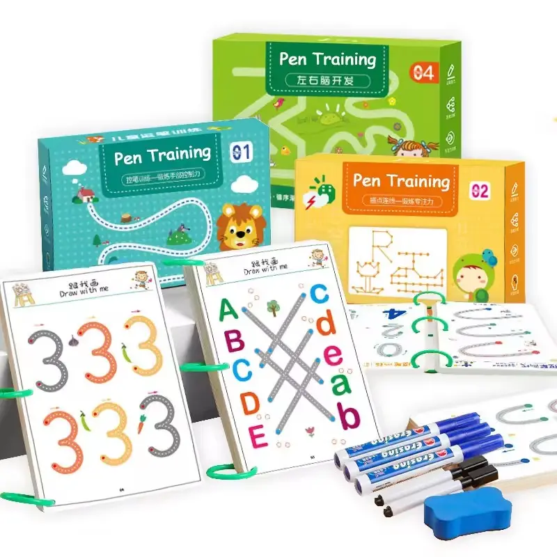 Juguetes de dibujo Montessori para niños, Control de pluma, entrenamiento, forma de Color, juegos de combinación de matemáticas, actividades de aprendizaje para niños pequeños, juguete educativo