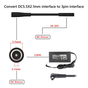 Cable de alimentación de 230W para ordenador, adaptador de CC hembra a 3 pines para Razer Notebook, convertidor de cargador de ordenador portátil DC5521 DC5525 DC7450, nuevo - Product Image 4