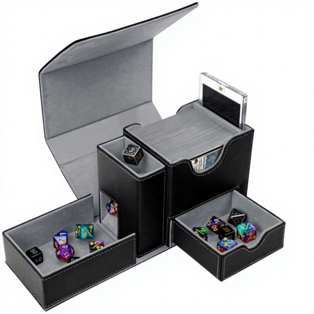 T338 plaid black&gray, white box, card bricks, 2 dividers