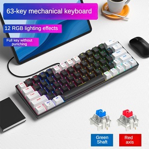 ZXX561 63 teclas Azul Rojo interruptor personalizado Keycap Mini juegos con cable Usb 3,0 teclados moda RGB retroiluminado Teclado mecánico óptico - Product Image 4