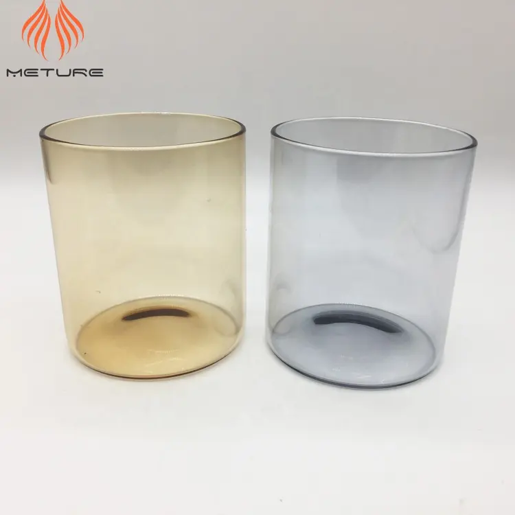 Frascos de velas de vidrio gris de lado recto de 16 oz de vidrio de borosilicato alto reciclado resistente al calor
