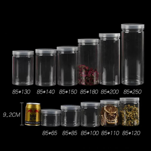 IMEE 250ml 500ml uzun şeffaf plastik kavanoz gıda çerez fındık şeker bal kuru meyve için altın gümüş kapaklı - Product Image 1