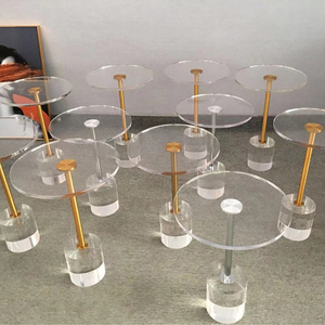 设计师独特的透明亚克力茶几现代风格金色圆形透明亚克力侧端桌客厅奢华 - Product Image 1