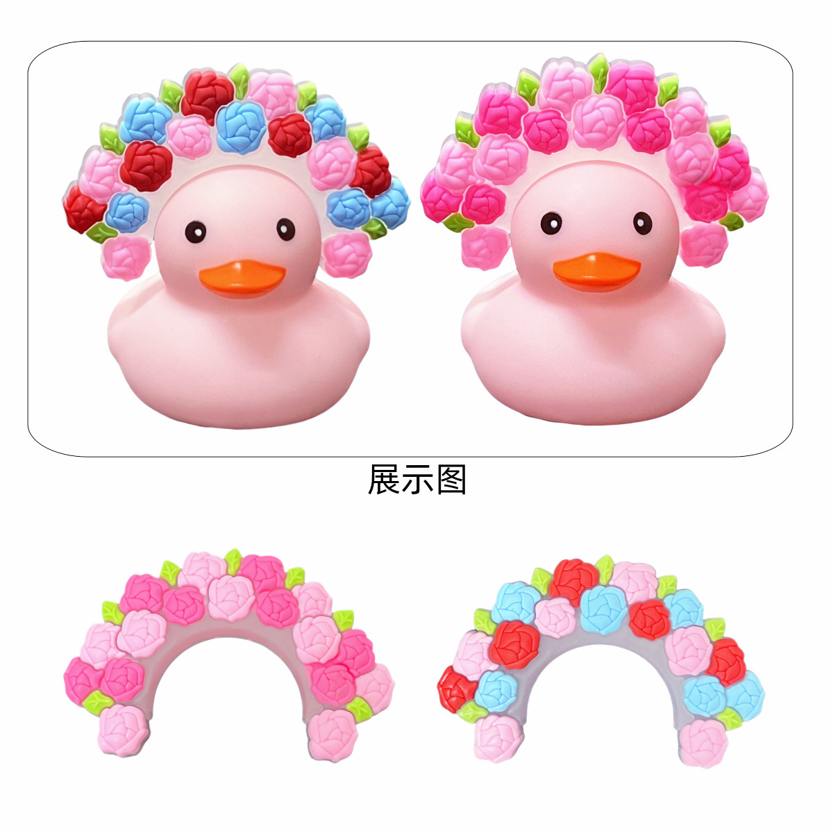 Mixed-color hairpin flower with adhesive tape