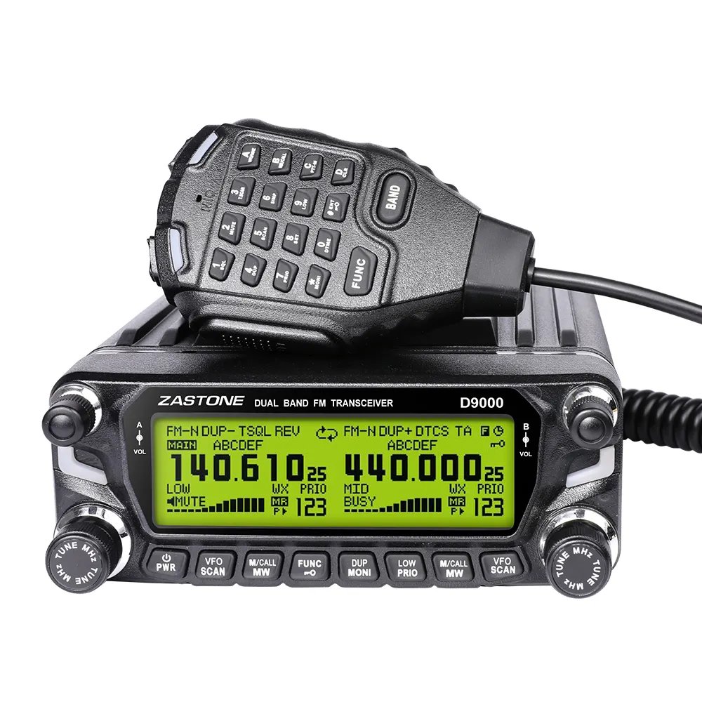 Zastone D9000 Rádio móvel para carro de banda dupla 50W Rádio amador Walkie Talkie para carro de aviação Air Band Função de relé de recepção AM