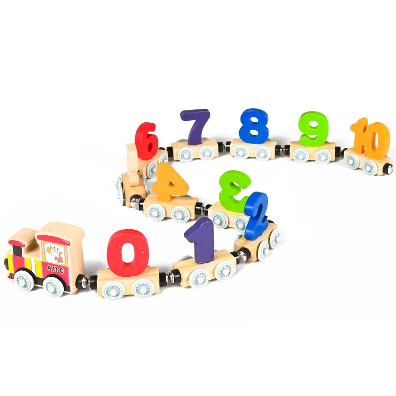 Hochwertige magnetische digitale kleine Zug Jungen und Mädchen Holz Alphabet Montage Traktor Bausteine Spielzeug auto