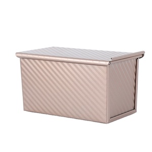 Factory Wholesale 450g Rectangular <strong>Golden</strong> Corrugated Bread Toast Box Metal Steel Cake Mold That Doesn't Stick for <strong>Baking</strong> - Product Image 4