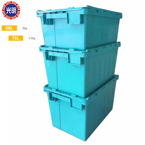 Caja de plástico encajable grande de 600*400*315mm con tapa adjunta Cajas de rotación de distribución logística apilables para almacenamiento móvil